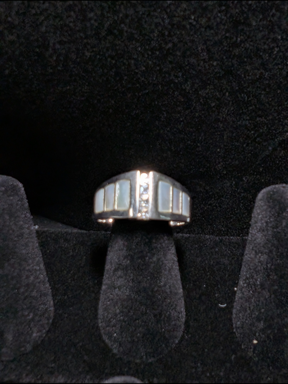 Sterling Silver Mother Of Pearl Inlay Band Ring